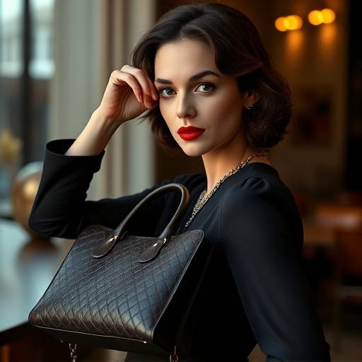Marion Cotillard posant pour une campagne publicitaire avec un sac à main élégant.
